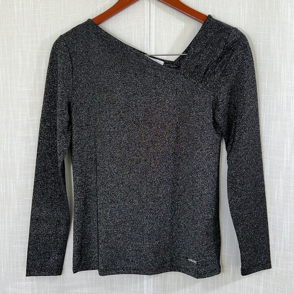 Nine West NWT Asymmetric Metallic Blouse Top Size XS